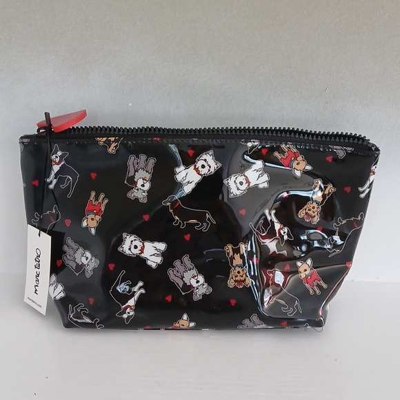 Marc Tetro Black Dog Print Vinyl Cosmetic Pouch - Picture 2 of 3